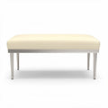 Leather upholstered ottoman with stainless steel legs 80 x 80 x 40cm