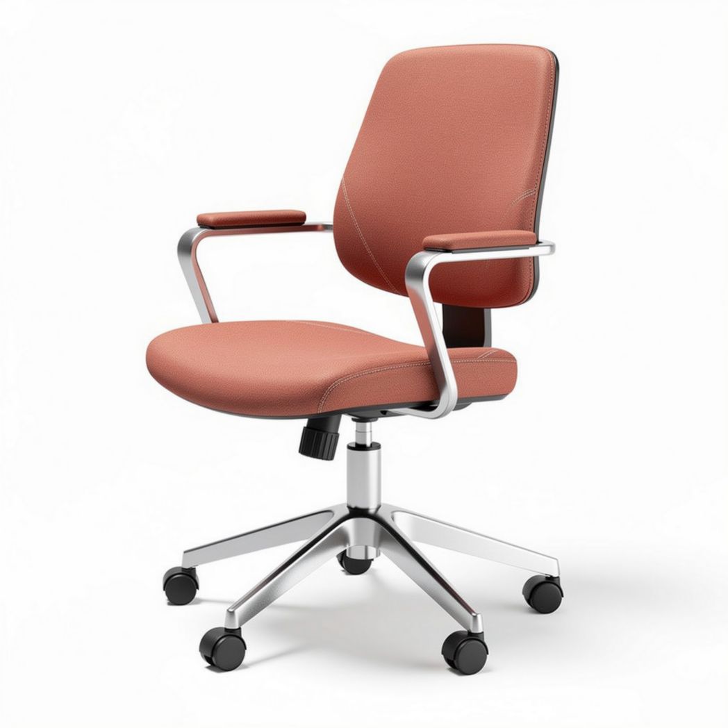 Office chair with adjustable height ergonomic design in coral color 60 x 60 x 95cm