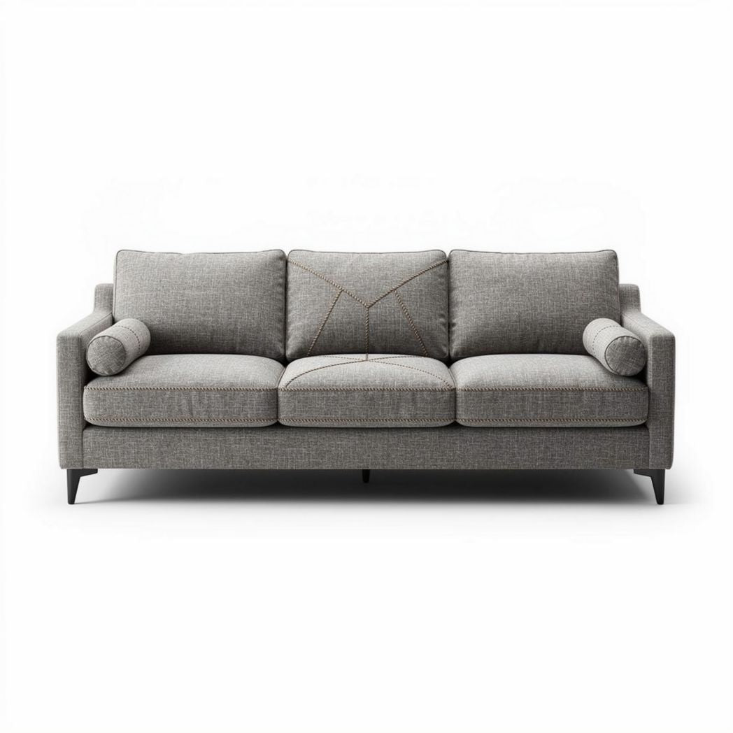 Beige fabric sofa with removable cushions for living room use 200 x 90 x 85cm