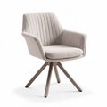 Upholstered armchair with ribbed design and metal base in light grey 60 x 60 x 80cm