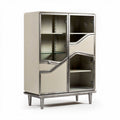 Modern glass door cabinet with metal frame and multiple shelves 80 x 40 x 120cm