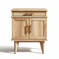 Wooden nightstand with drawer and cabinet storage in natural finish 40 x 35 x 60cm