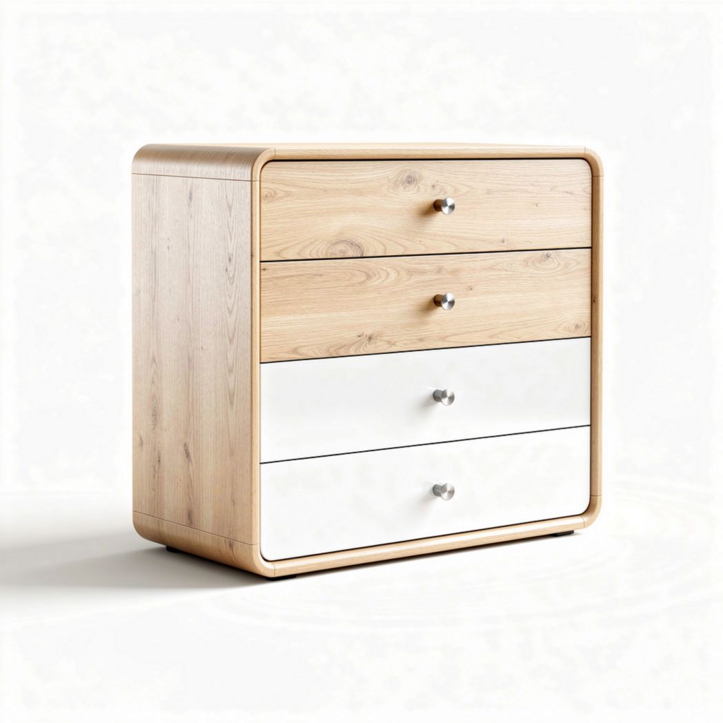 Wooden dresser with four drawers and a white front panel 80 x 40 x 80cm