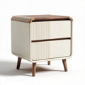 Wood and veneer nightstand with two drawers and modern design 45 x 40 x 50cm